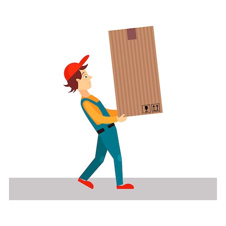 simsearch:400-07975467,k - Delivery Man with Big Package, Flat Vector Illustration Stock Photo - Budget Royalty-Free & Subscription, Code: 400-08349293