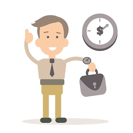 Businessman time management vector illustration in flat style Stock Photo - Budget Royalty-Free & Subscription, Code: 400-08349315
