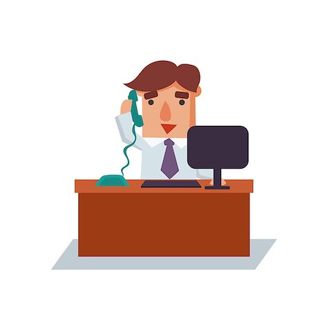 simsearch:400-08649785,k - Business man on phone cartoon character flat vector illustration Stock Photo - Budget Royalty-Free & Subscription, Code: 400-08349332