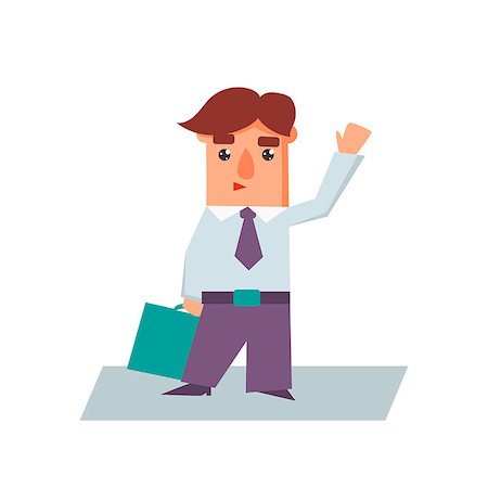 simsearch:400-04199603,k - Business man raising hand cartoon character flat vector illustration Foto de stock - Super Valor sin royalties y Suscripción, Código: 400-08349347