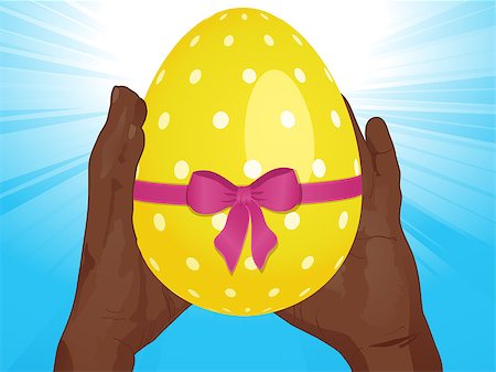Yellow Decorated Easter Egg with Ribbon and Bow Between Hands Photographie de stock - Aubaine LD & Abonnement, Code: 400-08349544