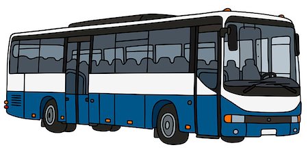 Hand drawing of a blue and white bus - not a real type Stock Photo - Budget Royalty-Free & Subscription, Code: 400-08349573