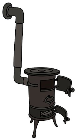 Hand drawing of an old small stove Stock Photo - Budget Royalty-Free & Subscription, Code: 400-08349596
