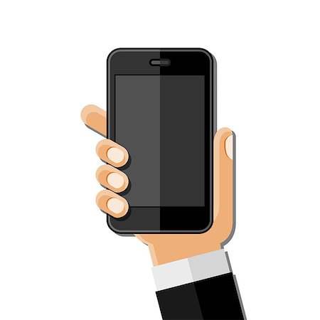 Hands holding mobile phone. Flat design. Vector illustration. Stock Photo - Budget Royalty-Free & Subscription, Code: 400-08349602