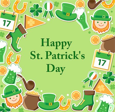 simsearch:400-04316567,k - St. Patrick's Day green background. Vector illustration. Foto de stock - Royalty-Free Super Valor e Assinatura, Número: 400-08349690