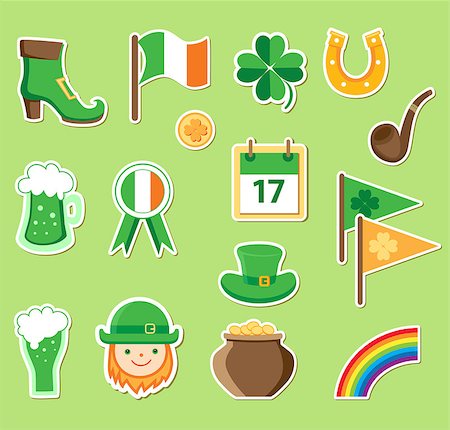 simsearch:400-04316567,k - Set of vector flat icons for St. Patrick's Day Foto de stock - Royalty-Free Super Valor e Assinatura, Número: 400-08349691