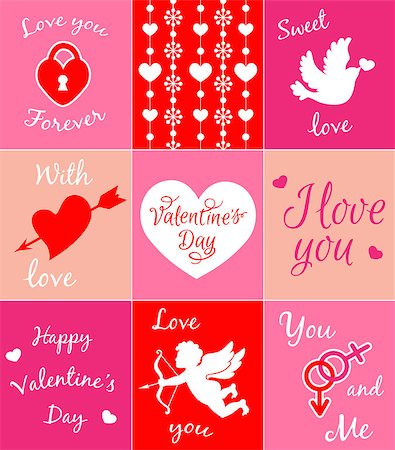 simsearch:400-08347146,k - Set of decorative pink vector cards for Valentine's day Stock Photo - Budget Royalty-Free & Subscription, Code: 400-08349693