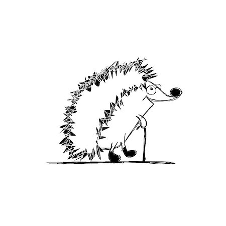 simsearch:400-07278599,k - Funny hedgehog, sketch for your design. Vector illustration Stockbilder - Microstock & Abonnement, Bildnummer: 400-08349784
