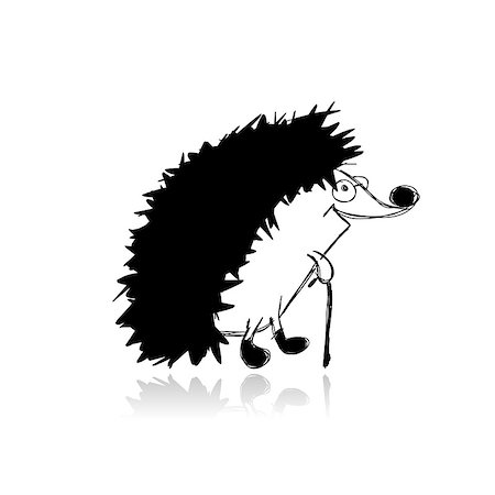 simsearch:400-08936779,k - Funny hedgehog, sketch for your design. Vector illustration Photographie de stock - Aubaine LD & Abonnement, Code: 400-08349785