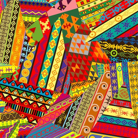 simsearch:400-07243881,k - Colorful background with ethnic ornaments patches Stockbilder - Microstock & Abonnement, Bildnummer: 400-08349789