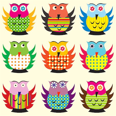 simsearch:400-08557267,k - Cartoon owls set Stock Photo - Budget Royalty-Free & Subscription, Code: 400-08349792