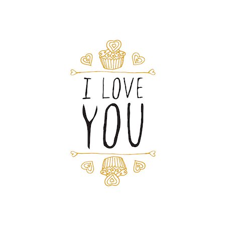 simsearch:400-08346347,k - Saint Valentines day greeting card.  I love you. Typographic banner with doodle heart shaped cookies and cupcakes on white background.  Vector handdrawn badge. Foto de stock - Super Valor sin royalties y Suscripción, Código: 400-08349842