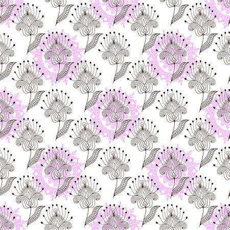 simsearch:400-07061067,k - Seamless white floral pattern with brown and pink flowers, vector EPS 10 Foto de stock - Super Valor sin royalties y Suscripción, Código: 400-08340370
