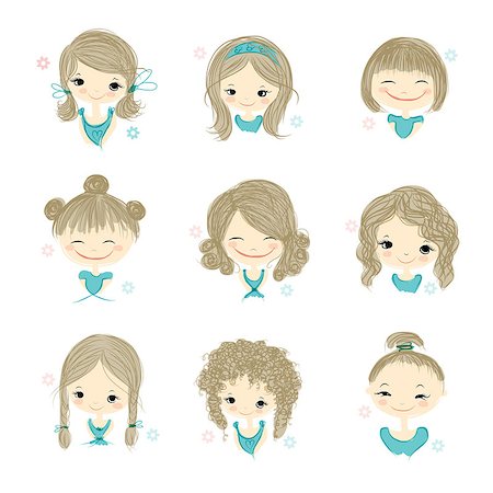 simsearch:400-04393093,k - Cute girl smiling, sketch for your design, vector illustration Stock Photo - Budget Royalty-Free & Subscription, Code: 400-08340468