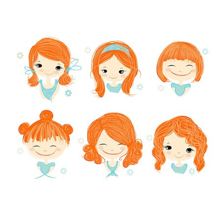 simsearch:400-04393093,k - Cute girl smiling, sketch for your design, vector illustration Stock Photo - Budget Royalty-Free & Subscription, Code: 400-08340463