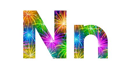 simsearch:400-08503840,k - Set of English letters signs uppercase and lowercase N, stylized colorful holiday firework with stars and flares, elements for web design. Eps10, contains transparencies. Vector Photographie de stock - Aubaine LD & Abonnement, Code: 400-08340527