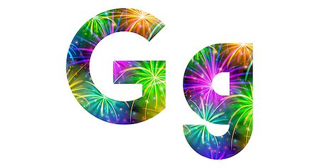 simsearch:400-08340538,k - Set of English letters signs uppercase and lowercase G, stylized colorful holiday firework with stars and flares, elements for web design. Eps10, contains transparencies. Vector Photographie de stock - Aubaine LD & Abonnement, Code: 400-08340529