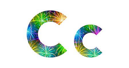simsearch:400-08503845,k - Set of English letters signs uppercase and lowercase C, stylized colorful holiday firework with stars and flares, elements for web design. Eps10, contains transparencies. Vector Foto de stock - Royalty-Free Super Valor e Assinatura, Número: 400-08340534