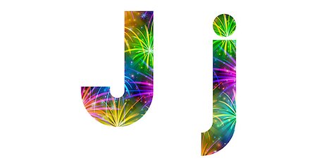 simsearch:400-08340538,k - Set of English letters signs uppercase and lowercase J, stylized colorful holiday firework with stars and flares, elements for web design. Eps10, contains transparencies. Vector Photographie de stock - Aubaine LD & Abonnement, Code: 400-08340535