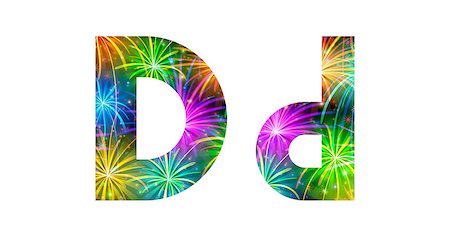 simsearch:400-08503840,k - Set of English letters signs uppercase and lowercase D stylized colorful holiday firework with stars and flares, elements for web design. Eps10, contains transparencies. Vector Photographie de stock - Aubaine LD & Abonnement, Code: 400-08340536