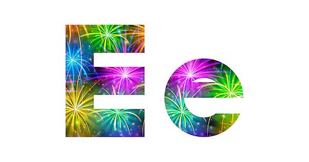 simsearch:400-08340538,k - Set of English letters signs uppercase and lowercase E, stylized colorful holiday firework with stars and flares, elements for web design. Eps10, contains transparencies. Vector Photographie de stock - Aubaine LD & Abonnement, Code: 400-08340538
