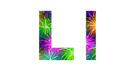 simsearch:400-08340538,k - Set of English letters signs uppercase and lowercase L, stylized colorful holiday firework with stars and flares, elements for web design. Eps10, contains transparencies. Vector Photographie de stock - Aubaine LD & Abonnement, Code: 400-08340539