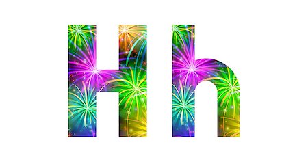 simsearch:400-08340538,k - Set of English letters signs uppercase and lowercase H, stylized colorful holiday firework with stars and flares, elements for web design. Eps10, contains transparencies. Vector Photographie de stock - Aubaine LD & Abonnement, Code: 400-08340531