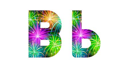 simsearch:400-08503840,k - Set of English letters signs uppercase and lowercase B, stylized colorful holiday firework with stars and flares, elements for web design. Eps10, contains transparencies. Vector Photographie de stock - Aubaine LD & Abonnement, Code: 400-08340532