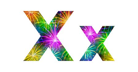simsearch:400-08503840,k - Set of English letters signs uppercase and lowercase X, stylized colorful holiday firework with stars and flares, elements for web design. Eps10, contains transparencies. Vector Photographie de stock - Aubaine LD & Abonnement, Code: 400-08340544