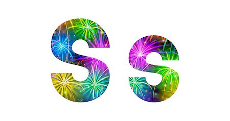 simsearch:400-08072648,k - Set of English letters signs uppercase and lowercase S, stylized colorful holiday firework with stars and flares, elements for web design. Eps10, contains transparencies. Vector Photographie de stock - Aubaine LD & Abonnement, Code: 400-08340547