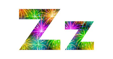 simsearch:400-08503840,k - Set of English letters signs uppercase and lowercase Z, stylized colorful holiday firework with stars and flares, elements for web design. Eps10, contains transparencies. Vector Photographie de stock - Aubaine LD & Abonnement, Code: 400-08340548