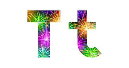 Set of English letters signs uppercase and lowercase T, stylized colorful holiday firework with stars and flares, elements for web design. Eps10, contains transparencies. Vector Stock Photo - Budget Royalty-Free & Subscription, Code: 400-08340549