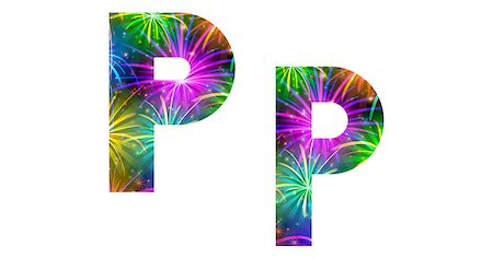 simsearch:400-08503845,k - Set of English letters signs uppercase and lowercase P, stylized colorful holiday firework with stars and flares, elements for web design. Eps10, contains transparencies. Vector Foto de stock - Royalty-Free Super Valor e Assinatura, Número: 400-08340541