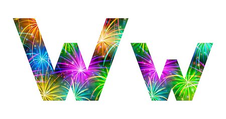 simsearch:400-08503845,k - Set of English letters signs uppercase and lowercase W, stylized colorful holiday firework with stars and flares, elements for web design. Eps10, contains transparencies. Vector Foto de stock - Royalty-Free Super Valor e Assinatura, Número: 400-08340542