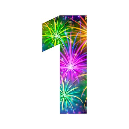 Mathematical sign, number one, stylized colorful holiday firework with stars and flares, element for web design. Eps10, contains transparencies. Vector Foto de stock - Super Valor sin royalties y Suscripción, Código: 400-08340554