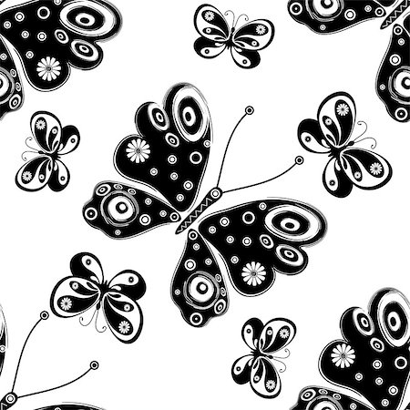 simsearch:400-07061067,k - Seamless white pattern with silhouettes butterflies, vector eps10 Foto de stock - Super Valor sin royalties y Suscripción, Código: 400-08340557
