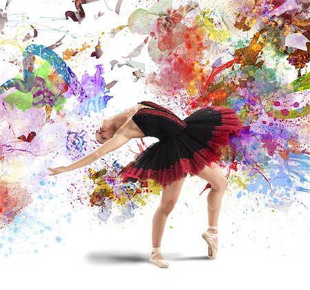 simsearch:400-05924060,k - Classical dancer posing between splashes of color Foto de stock - Super Valor sin royalties y Suscripción, Código: 400-08340646