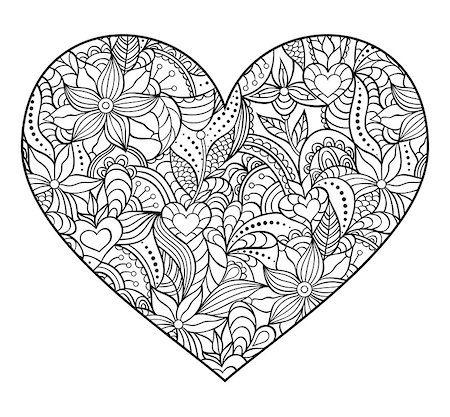 floral heart vector - Vector illustration of abstract  heart isolated on white background. Stock Photo - Budget Royalty-Free & Subscription, Code: 400-08340667