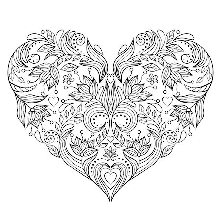 Vector illustration of floral valentines heart isolated on white background. Stock Photo - Budget Royalty-Free & Subscription, Code: 400-08340688