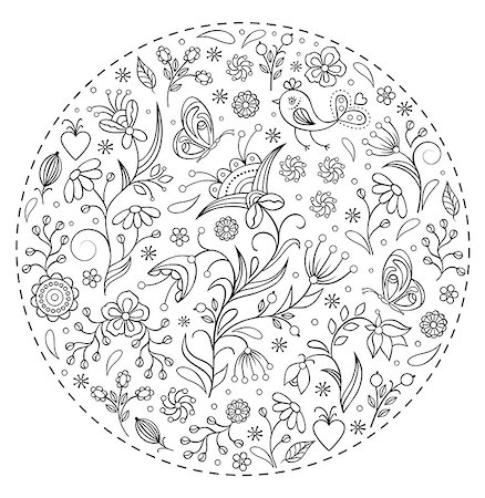 Vector illustration of floral hand drawn pattern Foto de stock - Super Valor sin royalties y Suscripción, Código: 400-08340681
