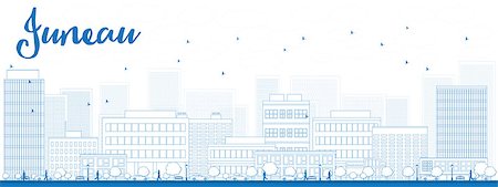 simsearch:400-08349420,k - Outline Juneau (Alaska) Skyline with Blue Buildings. Vector Illustration Stock Photo - Budget Royalty-Free & Subscription, Code: 400-08340697