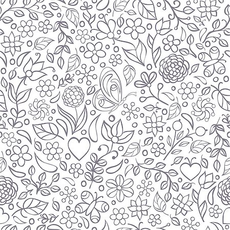 simsearch:400-07035440,k - Vector illustration of seamless pattern with abstract flowers.Floral background Stockbilder - Microstock & Abonnement, Bildnummer: 400-08340715