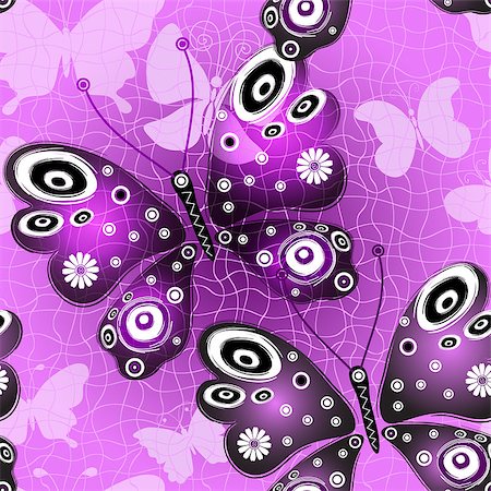 simsearch:400-07061067,k - Seamless pink-violet pattern with translucent butterflies, vector eps 10 Foto de stock - Super Valor sin royalties y Suscripción, Código: 400-08341035