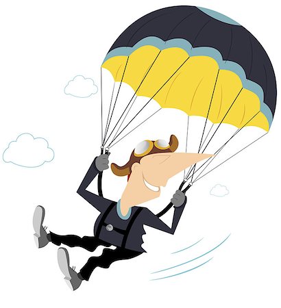 parachuter - Comic skydiver derives enjoyment from jumping Stock Photo - Budget Royalty-Free & Subscription, Code: 400-08341089