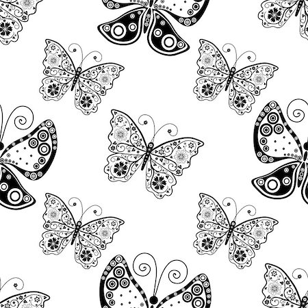 simsearch:400-07061067,k - Seamless white pattern with silhouettes butterflies, vector eps10 Foto de stock - Super Valor sin royalties y Suscripción, Código: 400-08341187