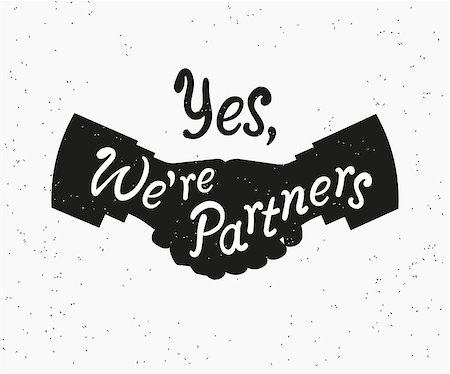 people together vector - We are partners. Two business partners agreed a deal and doing handshaking. Grunge textured illustration with scribble handwritten text yes we are partners. Isolated on white background Stock Photo - Budget Royalty-Free & Subscription, Code: 400-08341304