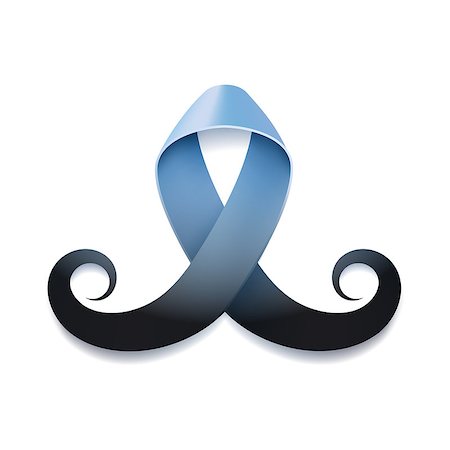simsearch:400-07257297,k - Prostate cancer ribbon awareness isolated on white background. Light blue ribbon with mustache. Vector illustration Stock Photo - Budget Royalty-Free & Subscription, Code: 400-08341300