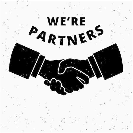 We are partners. Two business partners agreed a deal and doing handshaking. Grunge textured illustration on white background Stock Photo - Budget Royalty-Free & Subscription, Code: 400-08341302