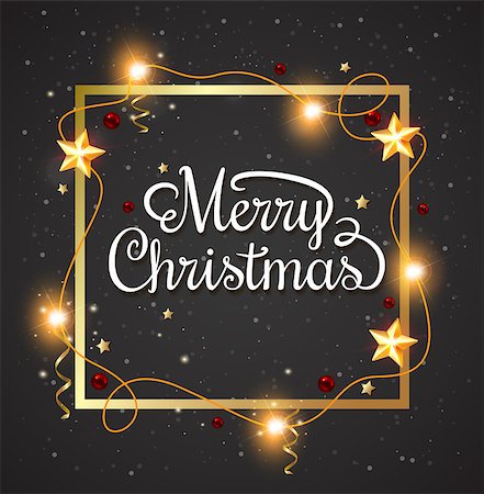 simsearch:400-08813741,k - Decorative Christmas frame with greeting inscription on a black background Photographie de stock - Aubaine LD & Abonnement, Code: 400-08341316