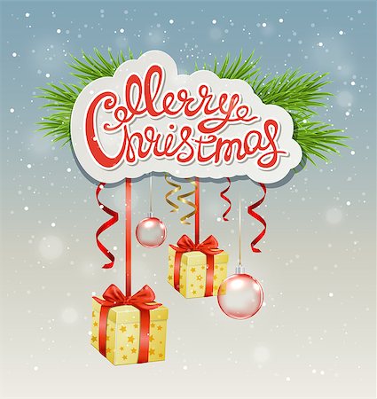 simsearch:400-08813741,k - Decorative Christmas background with greeting inscription and gifts Photographie de stock - Aubaine LD & Abonnement, Code: 400-08341333